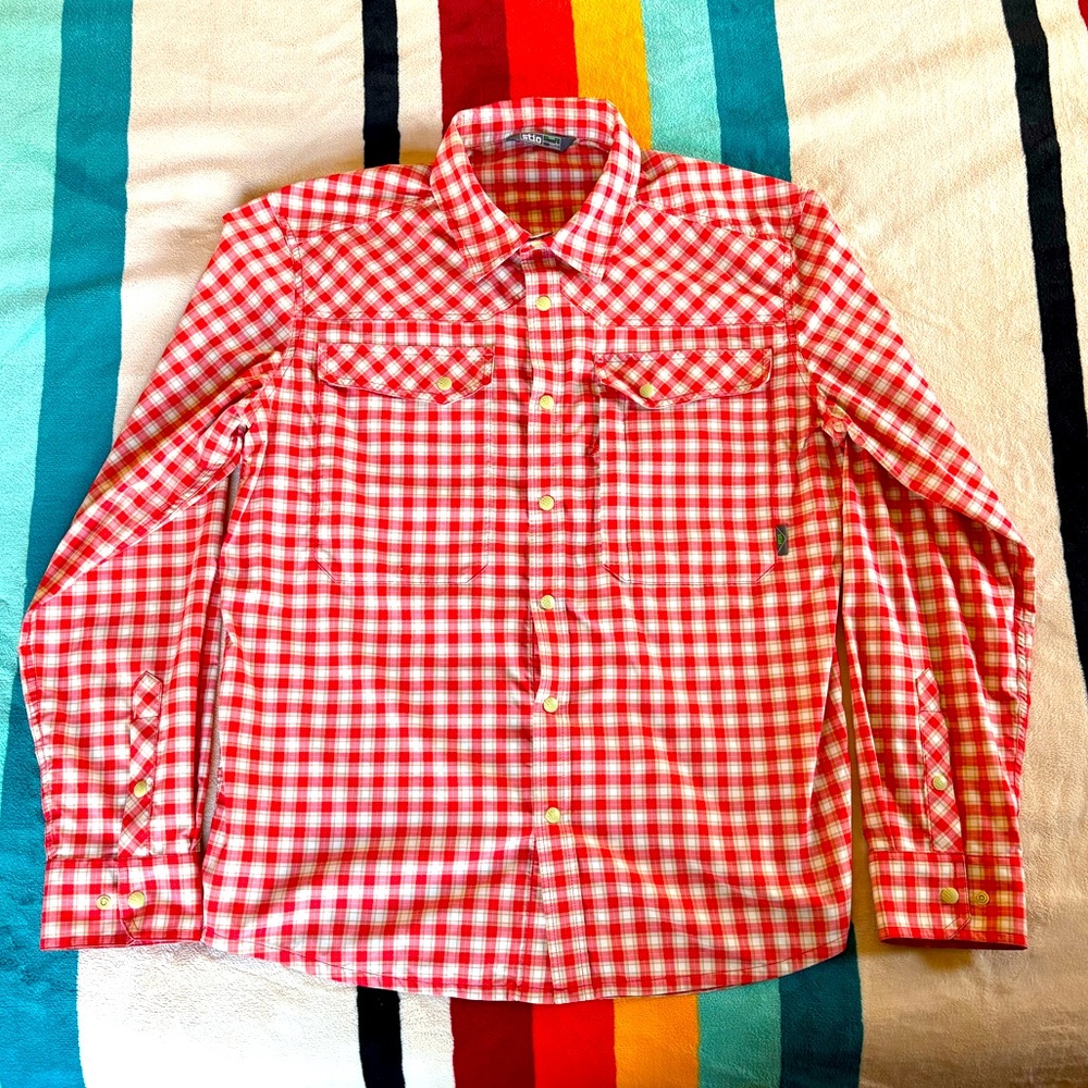 Stio Red and White Plaid Shirt
